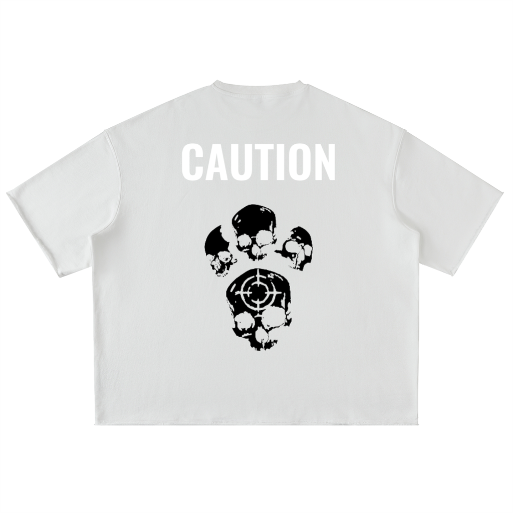 CAUTION Washed Rolled Hem Half Sleeve T-Shirt