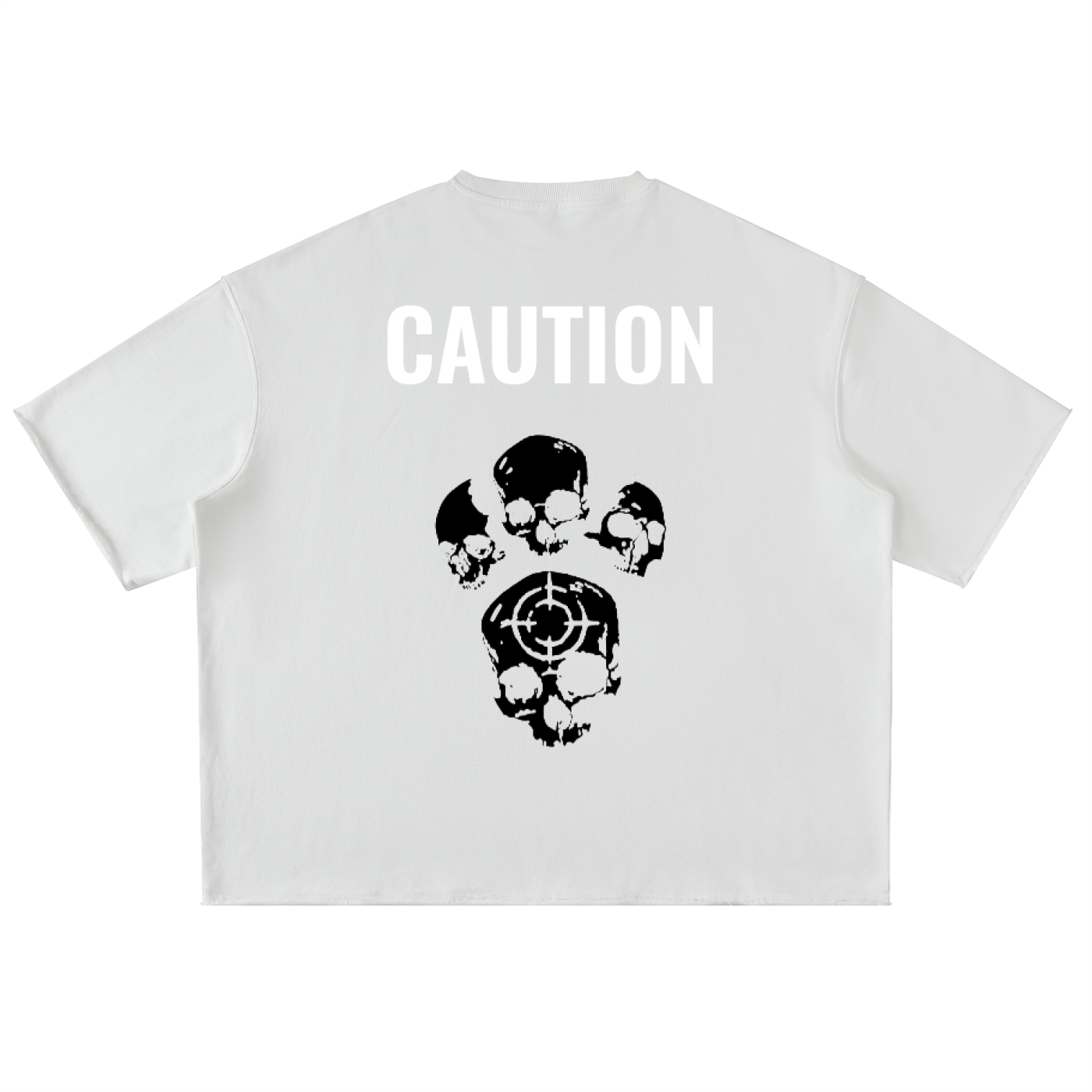 CAUTION Washed Rolled Hem Half Sleeve T-Shirt