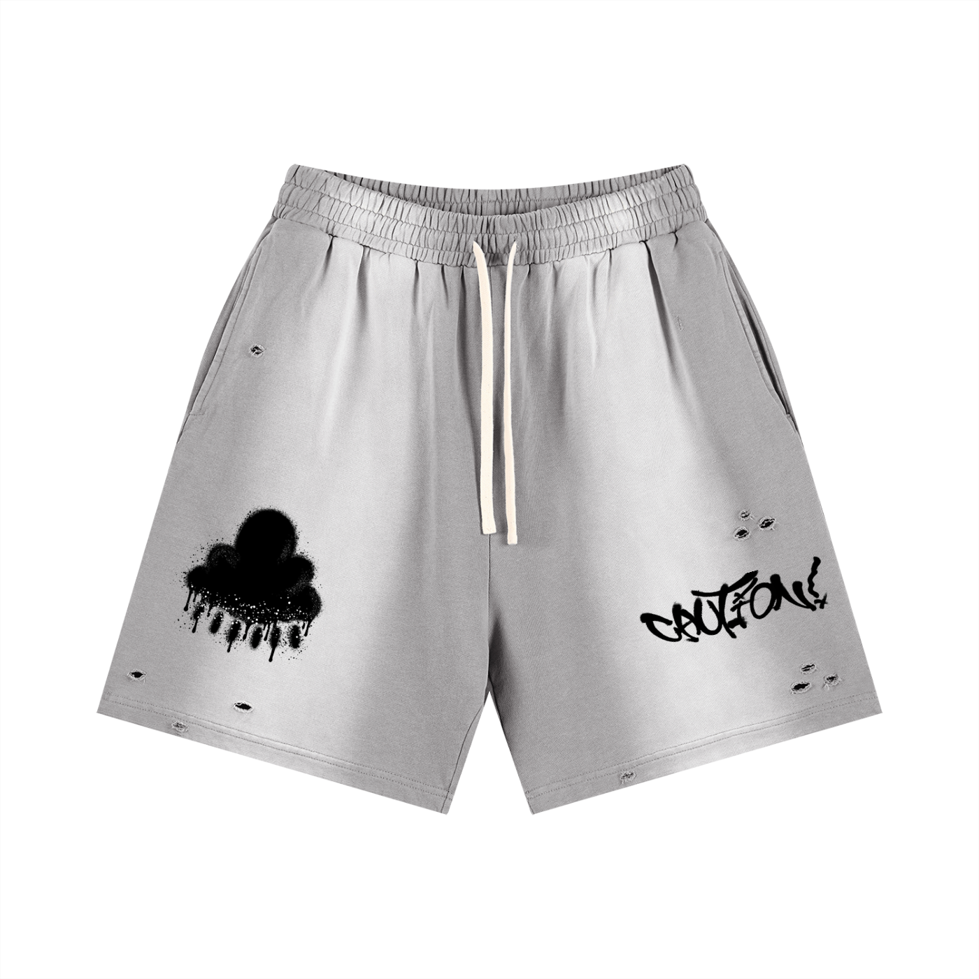 caution Sun Fade Distressed Shorts