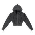 CAUTION Vintage Washed Cropped Fleece Hoodie