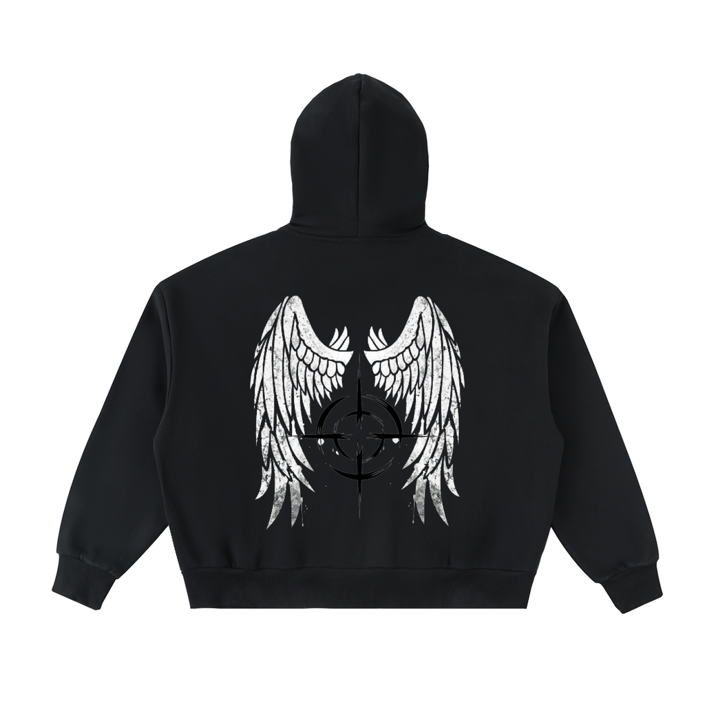 CAUTION Fleeced Full-Zip Boxy Hoodie