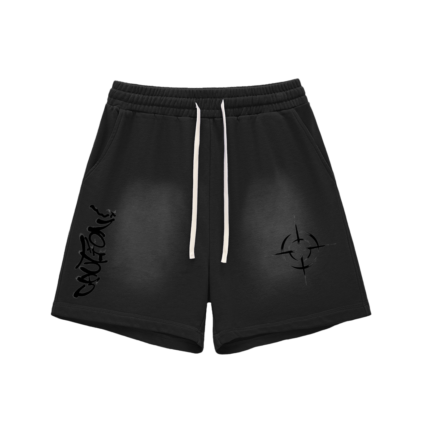 caution Sun Fade Raw Edge Cotton Shorts