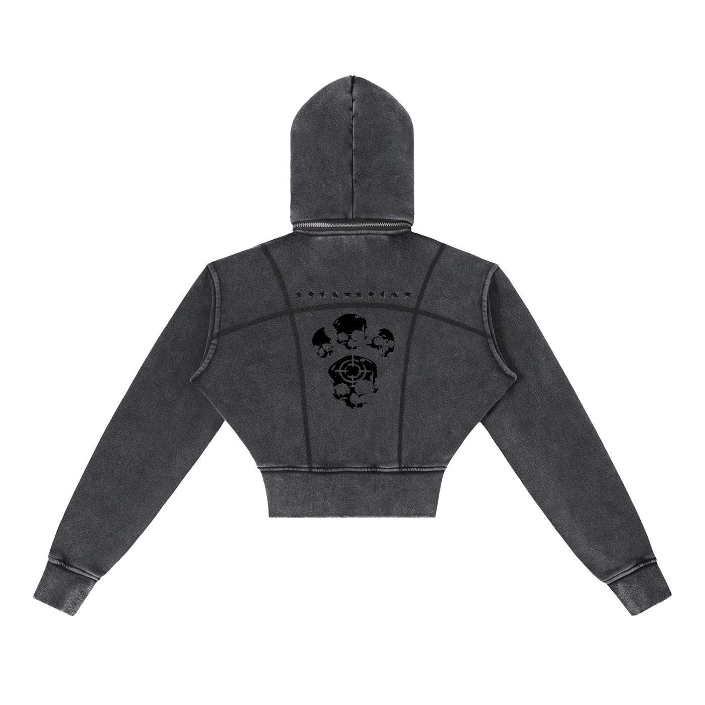 CAUTION Vintage Washed Cropped Fleece Hoodie