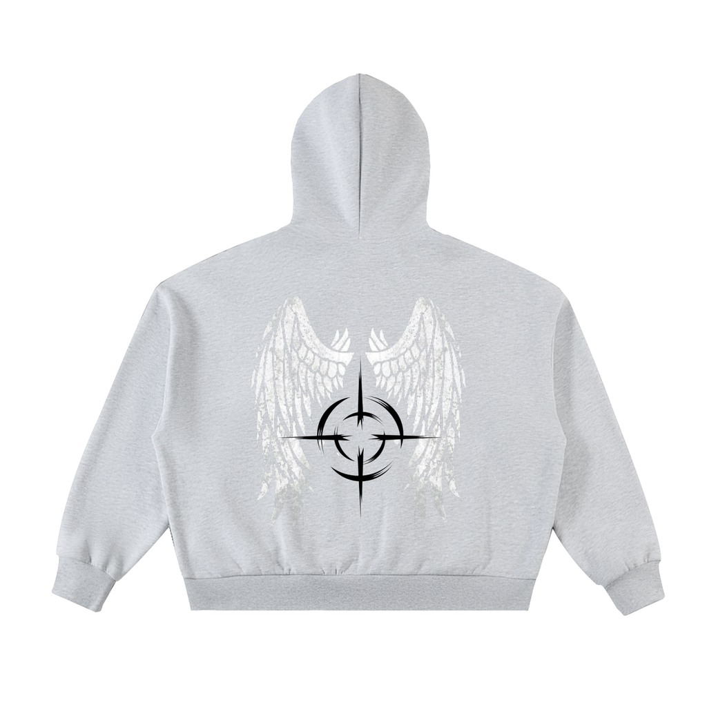 CAUTION Fleeced Full-Zip Boxy Hoodie