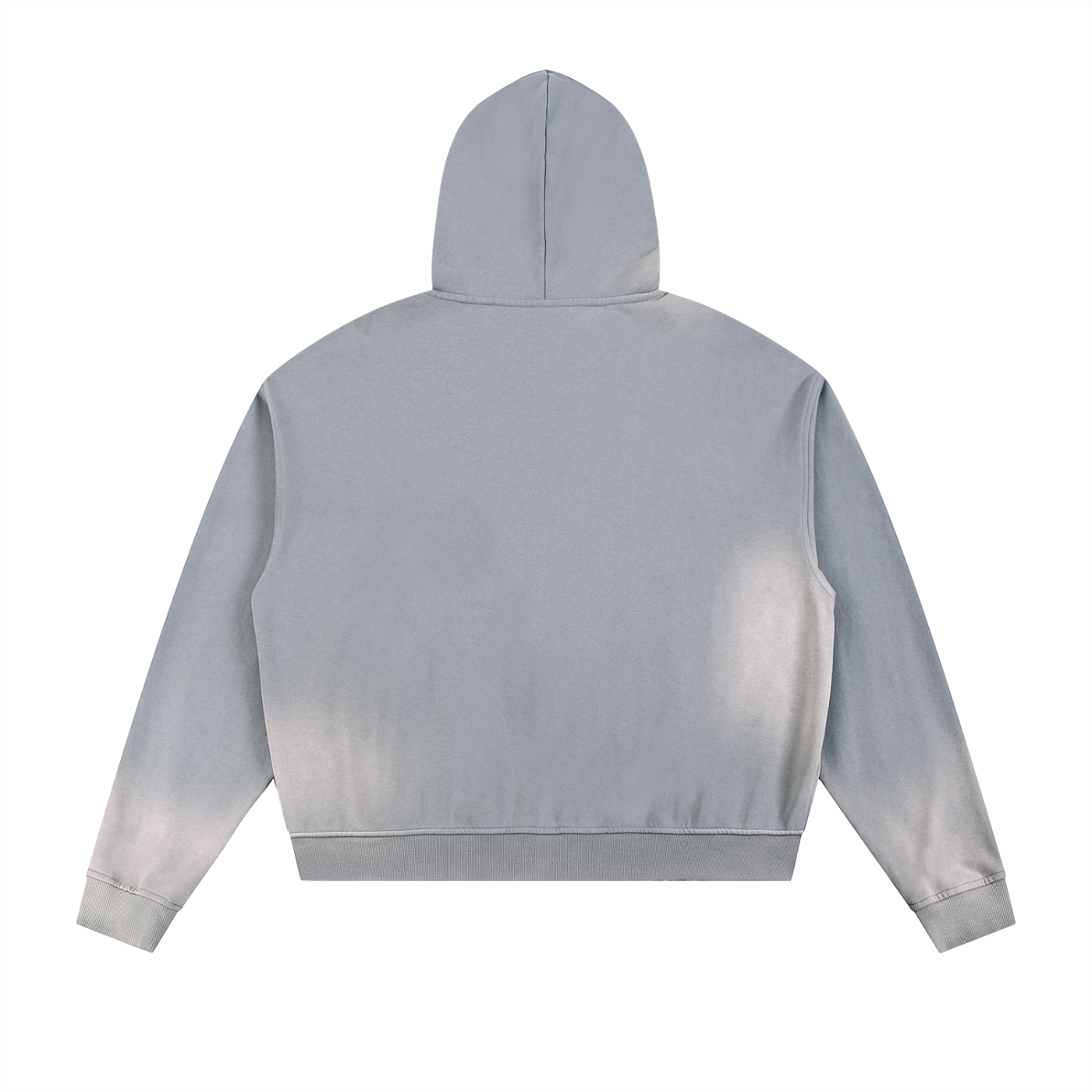 caution Sun Fade Frayed Raw Edge Fleece Zip Hoodie