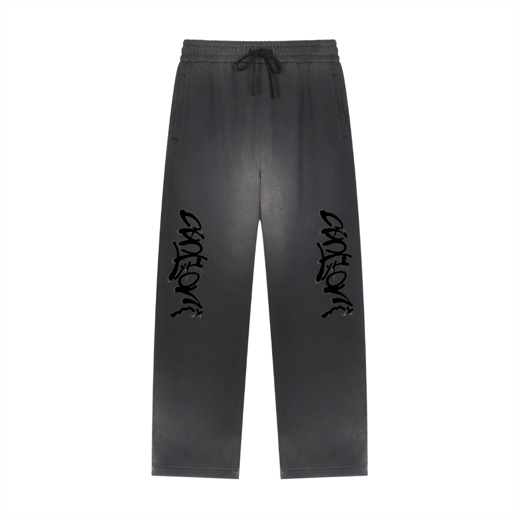 caution Sun Fade Raw Edge Straight-Leg Sweatpants