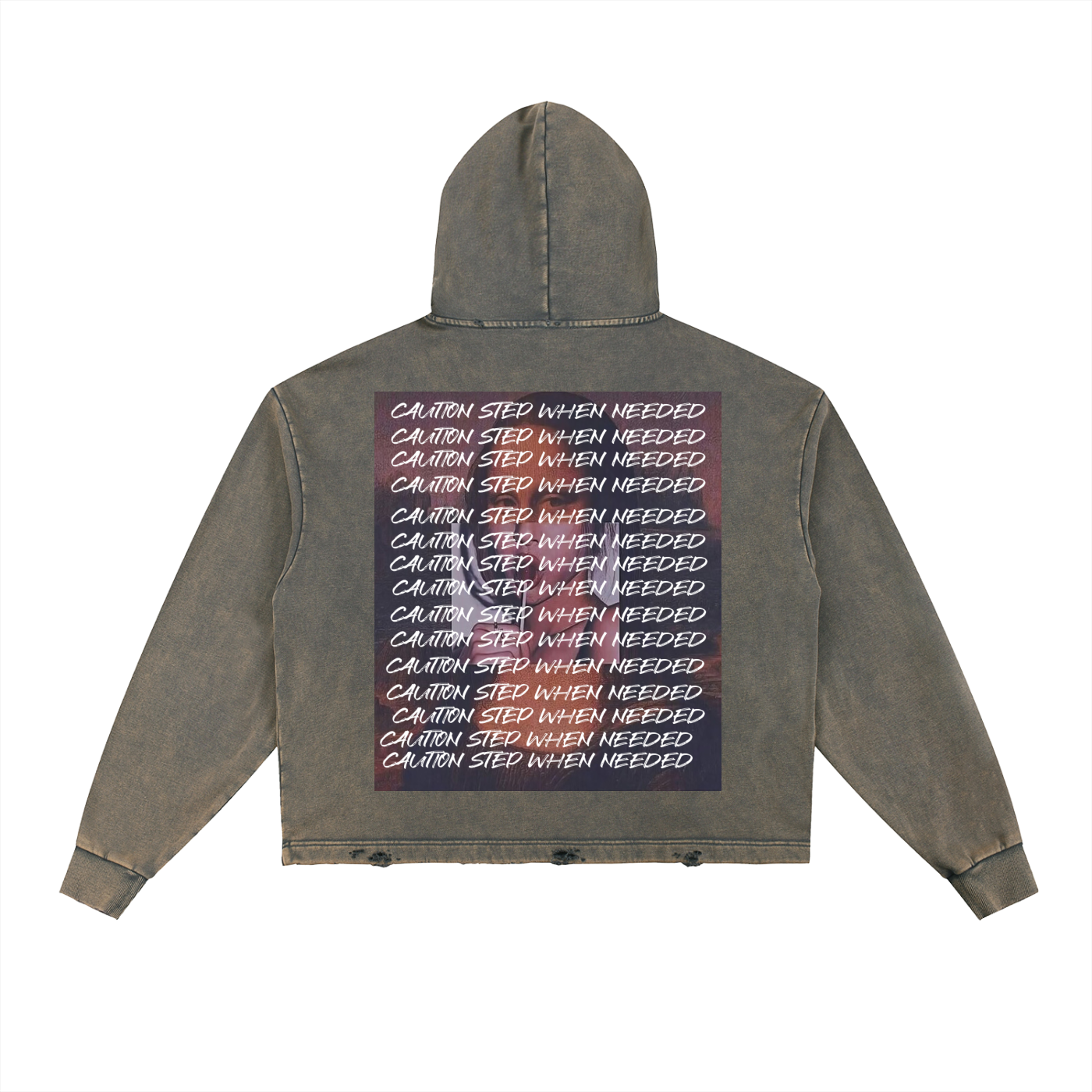 Vintage Washed Frayed-Hem Hoodie