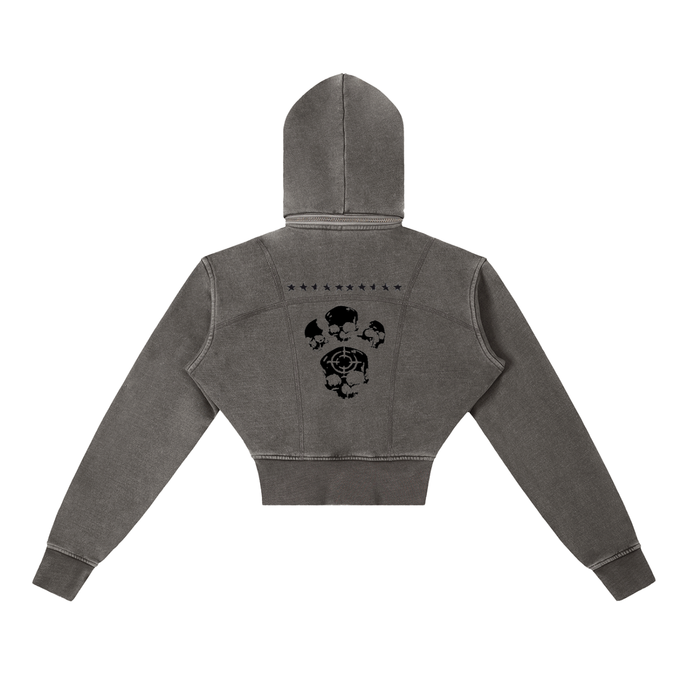 CAUTION Vintage Washed Cropped Fleece Hoodie