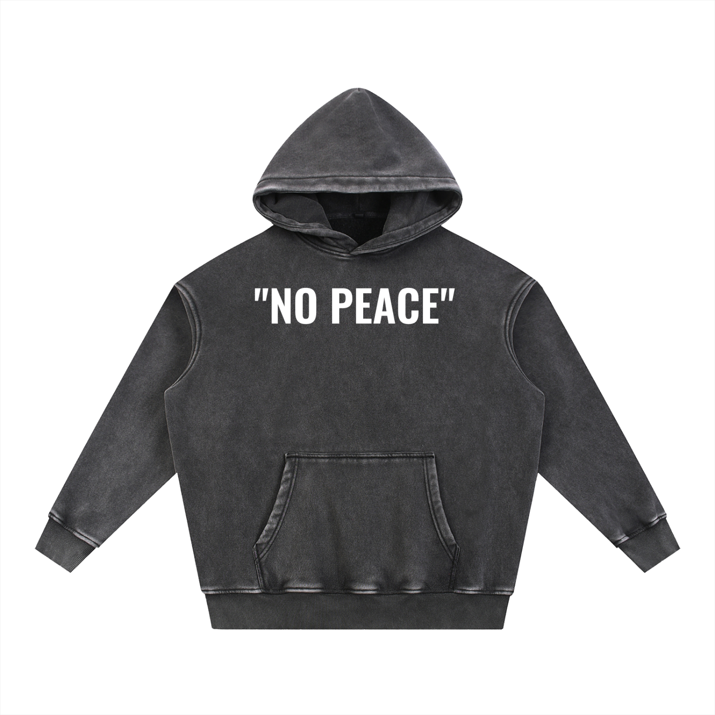 no peace by CAUTION Snow Wash Fleece Hoodie