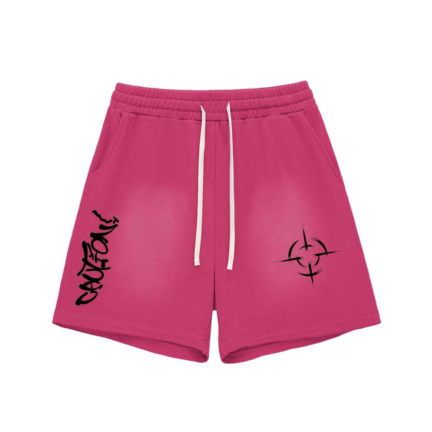 caution Sun Fade Raw Edge Cotton Shorts
