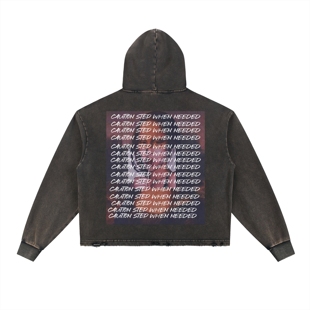 Vintage Washed Frayed-Hem Hoodie