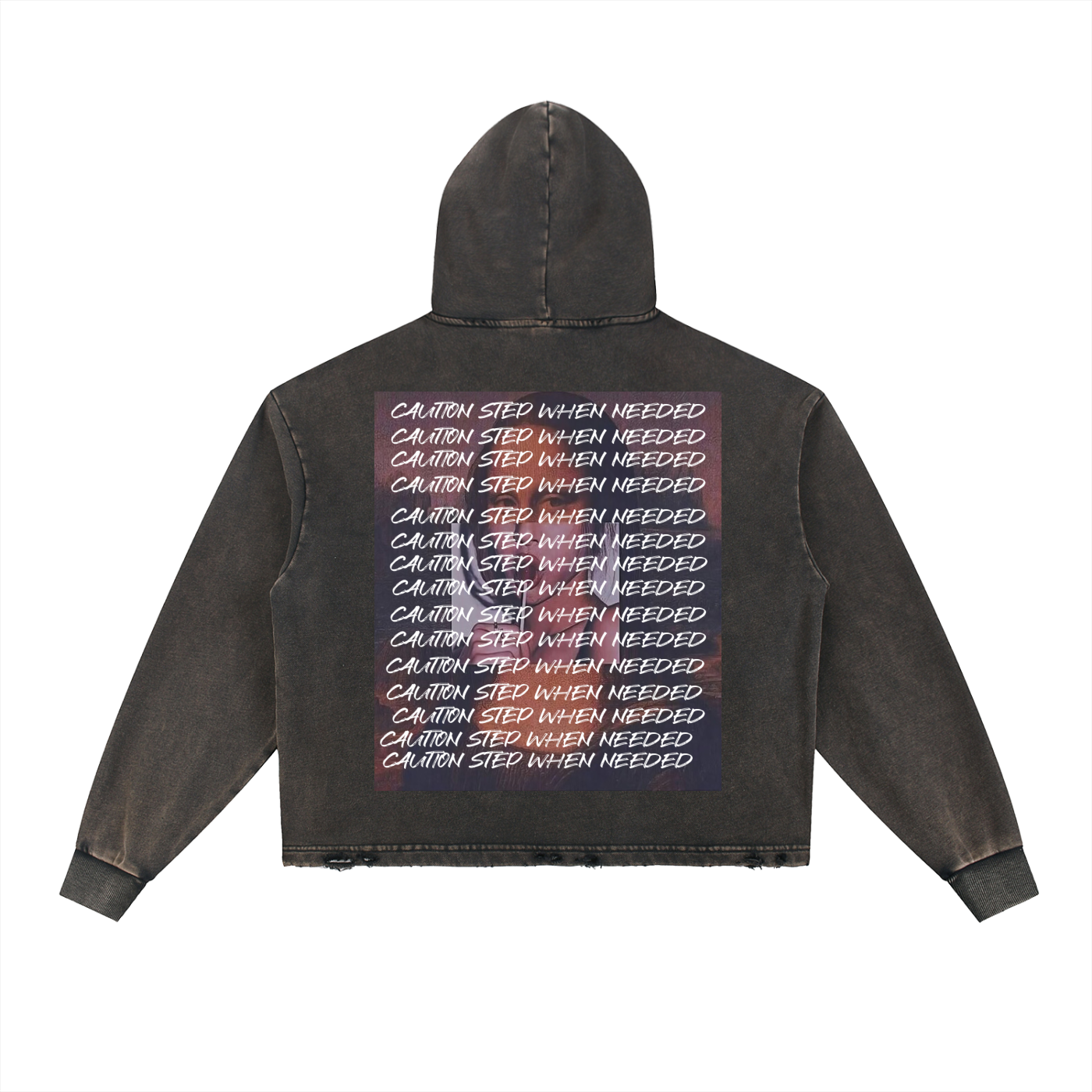 Vintage Washed Frayed-Hem Hoodie