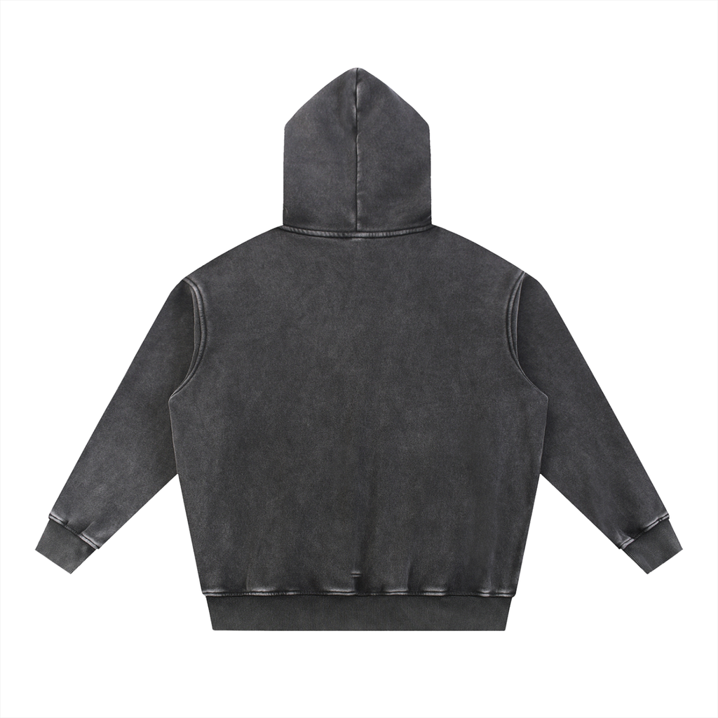no peace by CAUTION Snow Wash Fleece Hoodie