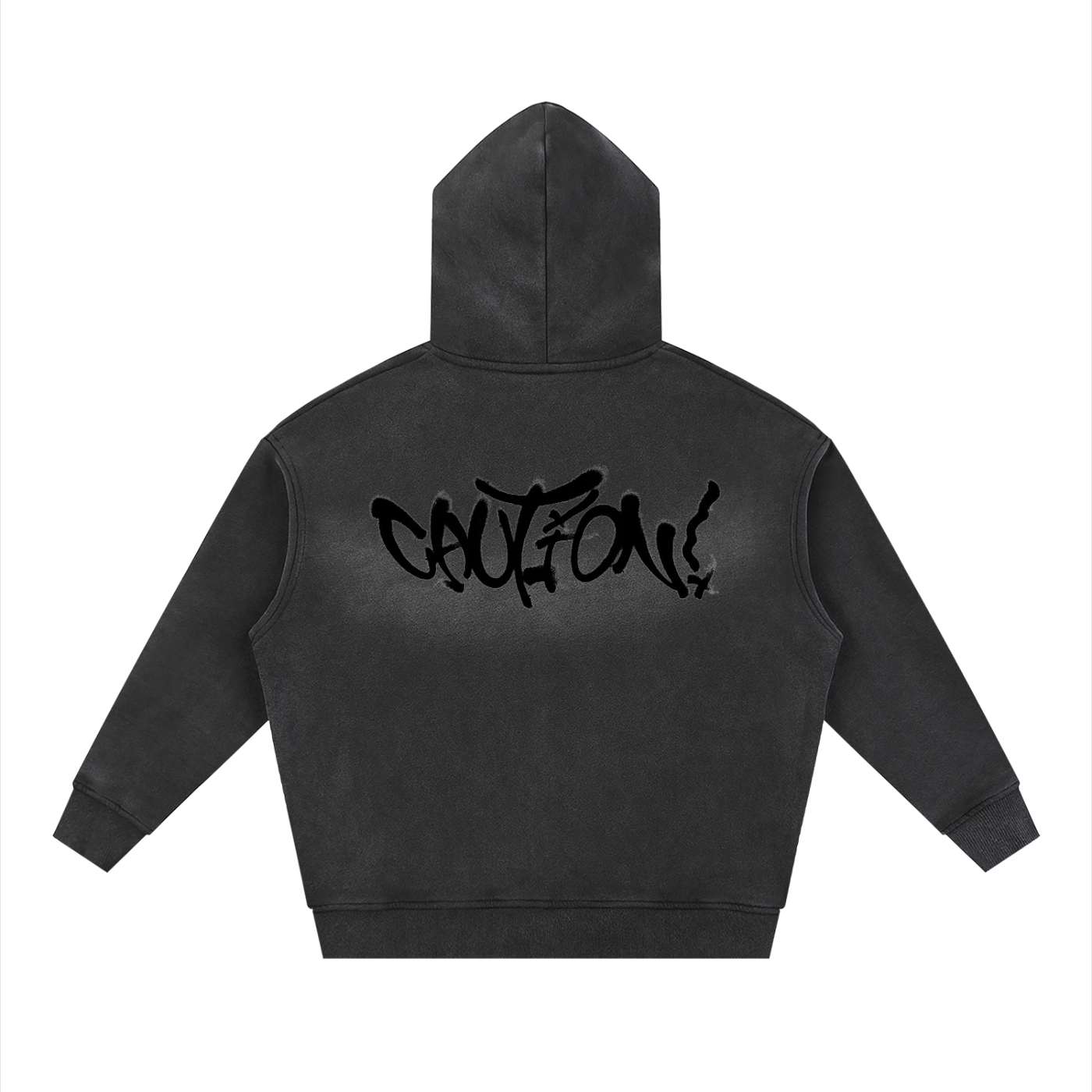 CAUTION Sunfade Two-way Zipper Boxy Fleece Hoodie