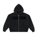 CAUTION Fleeced Full-Zip Boxy Hoodie