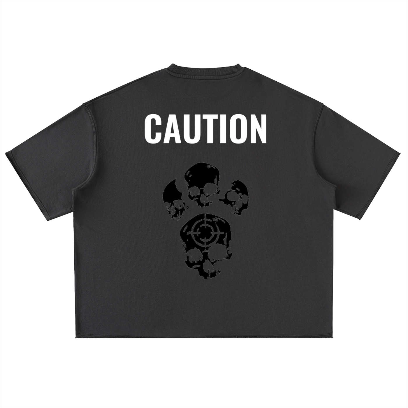 CAUTION Washed Rolled Hem Half Sleeve T-Shirt