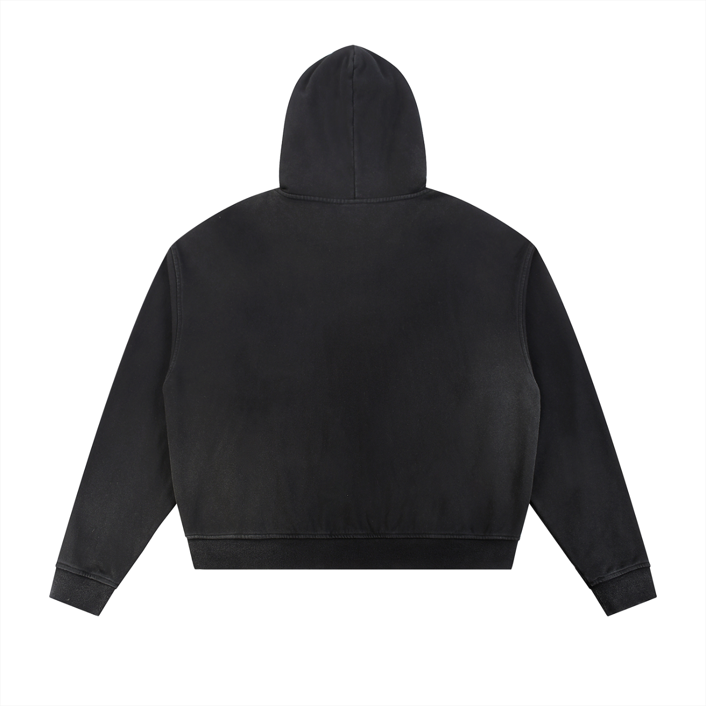 caution Sun Fade Frayed Raw Edge Fleece Zip Hoodie