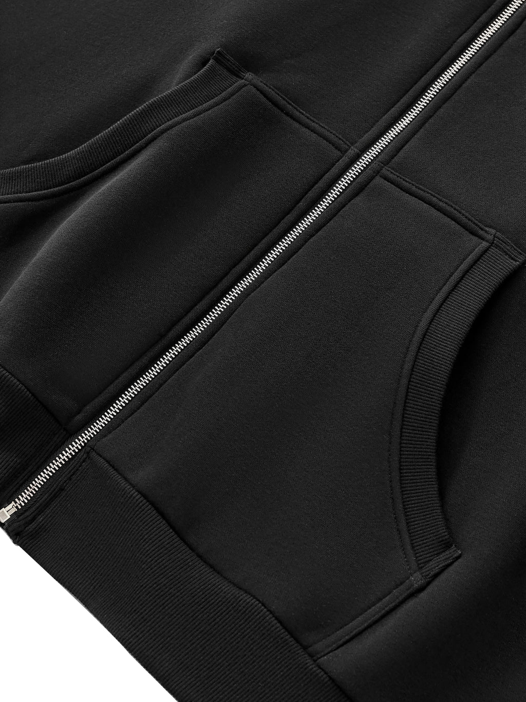 CAUTION Fleeced Full-Zip Boxy Hoodie
